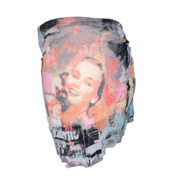 Gideon Oberson Abstract Print Sheer Tie Wrap Swim Cover-Up Skirt Sz Large - Picture 8 of 8